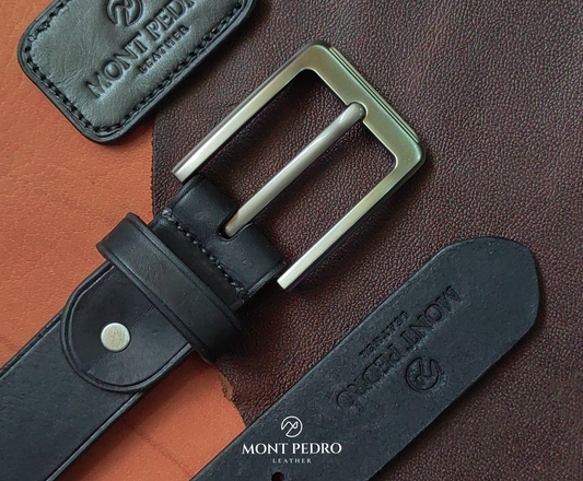 Handcrafted Buffalo Leather Belt - Black