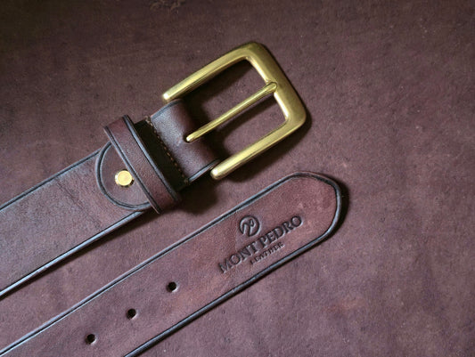 Handcrafted Buffalo Leather Belt - Coffee Brown