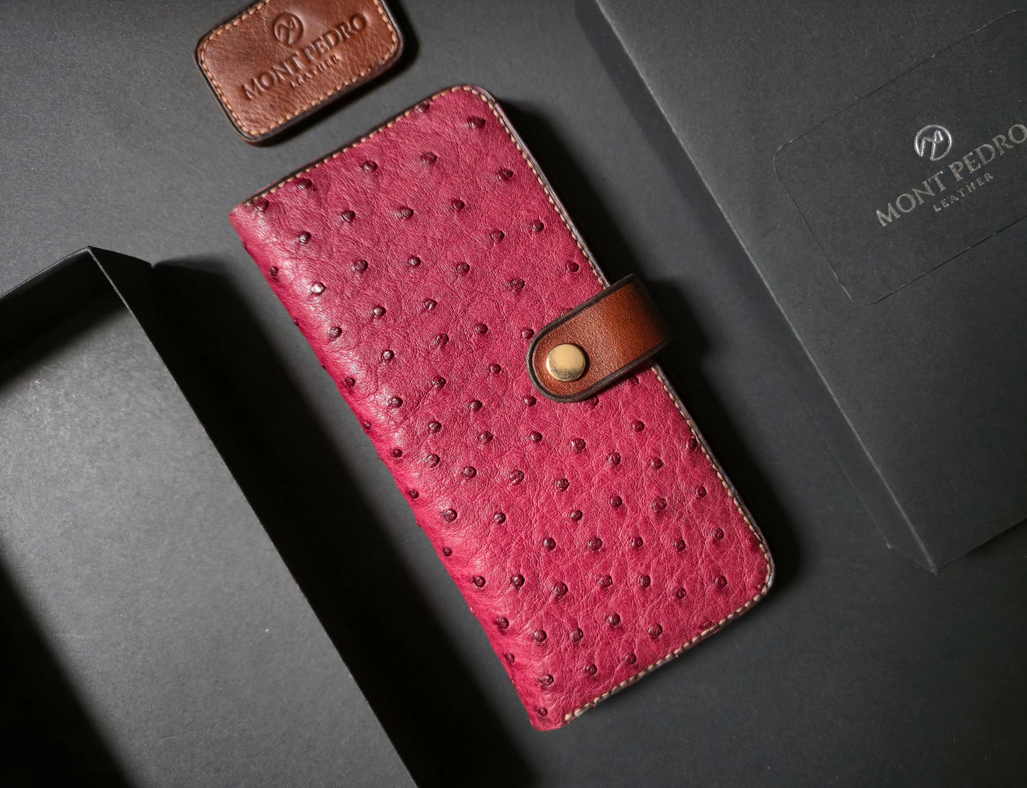 The Sentinel V2 - Burgundy Ostrich & Cognac