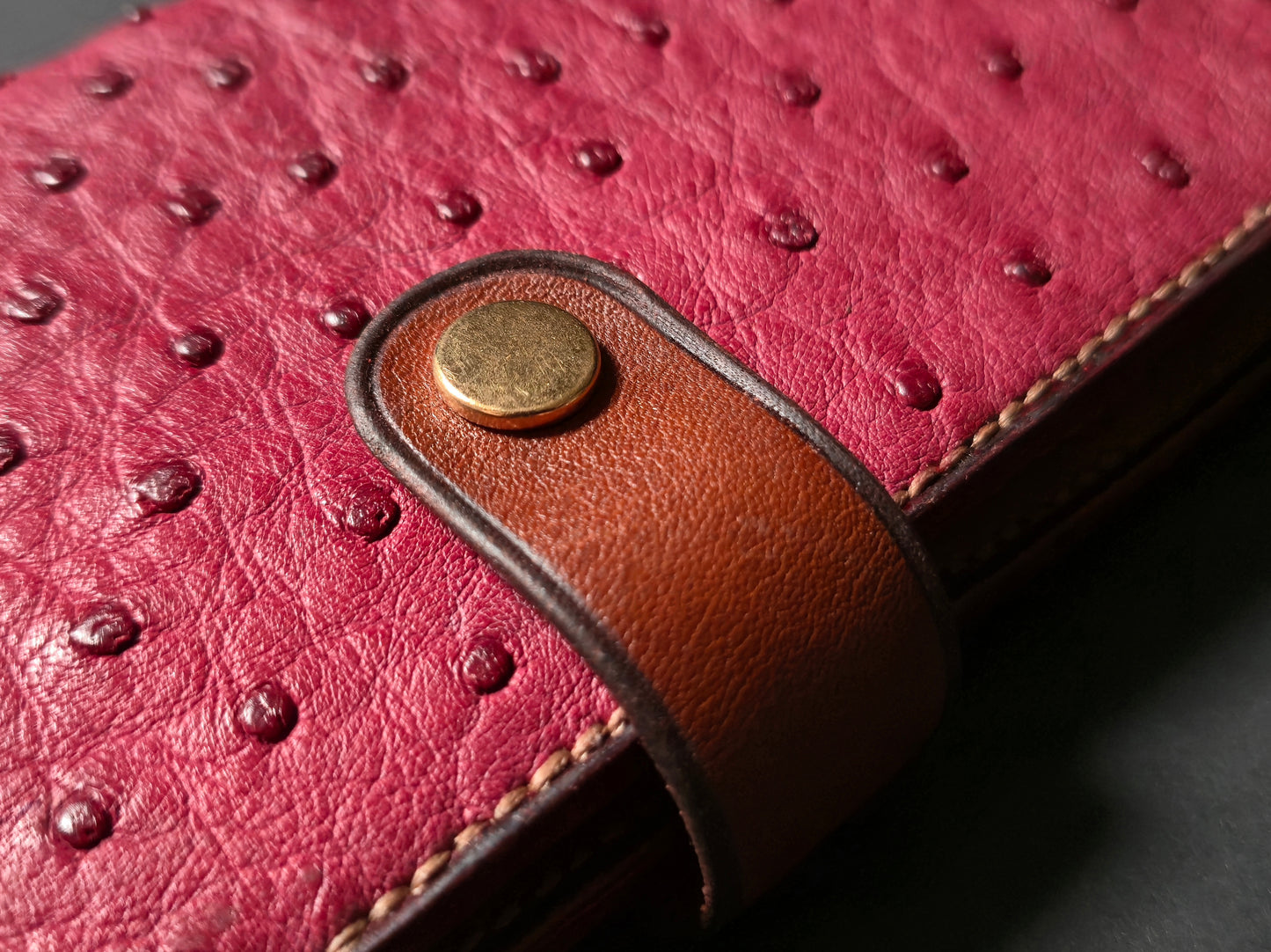 The Sentinel V2 - Burgundy Ostrich & Cognac