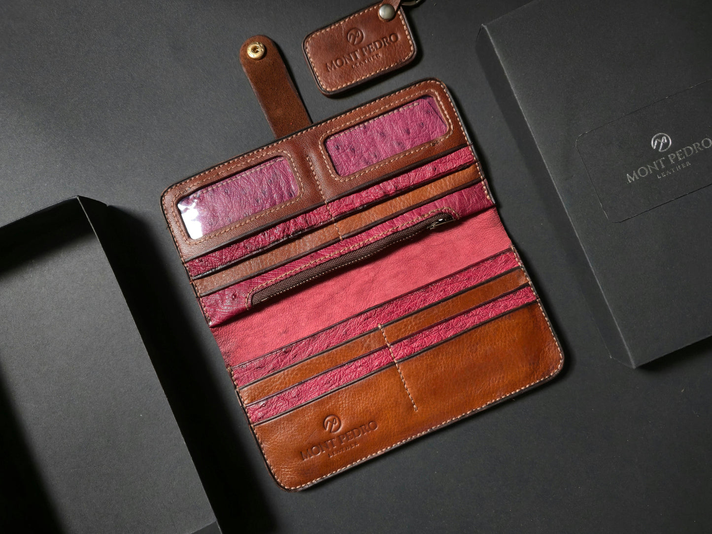 The Sentinel V2 - Burgundy Ostrich & Cognac