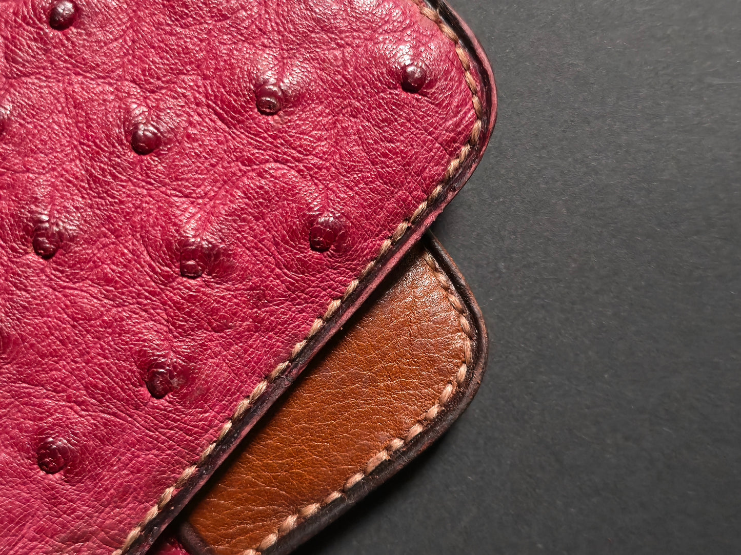 The Sentinel V2 - Burgundy Ostrich & Cognac